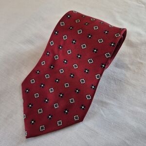 Tommy Hilfiger Red and Blue Men's Silk Tie Made In USA